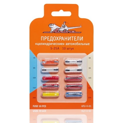 Купить Предохранители Airline "цилиндрические" в блистере (10 шт. 5-25А) (AFU-V-01) в интернет-магазине Ravta – самая низкая цена