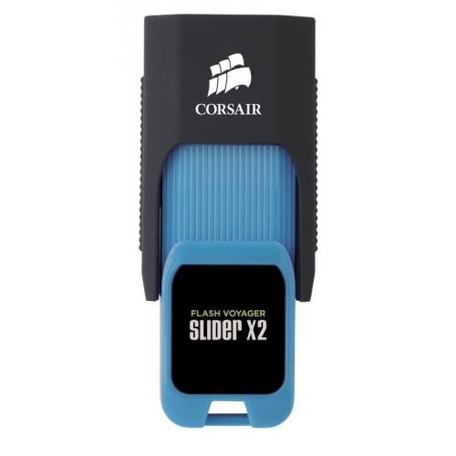 Купить Флеш диск USB Corsair 128Gb Voyager Slider X2 CMFSL3X2-128GB USB3.0 черный голубой в интернет-магазине Ravta – самая низкая цена