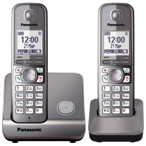Купить Телефон DECT Panasonic  KX-TG6712 RU-M+дополн. трубка,  сер.металлик в интернет-магазине Ravta – самая низкая цена