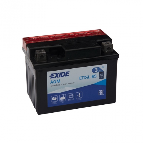 Купить Мото аккумулятор EXIDE ETX4L-BS 3Ah 50A в интернет-магазине Ravta – самая низкая цена