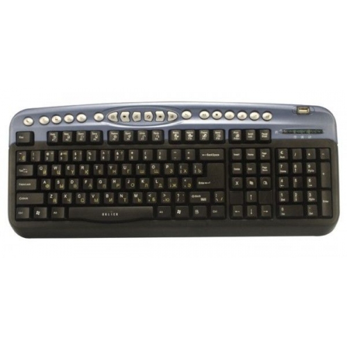 Купить Клавиатура Oklick 330M Black/blue mmedia (PS/2+USB)+ USB порт в интернет-магазине Ravta – самая низкая цена