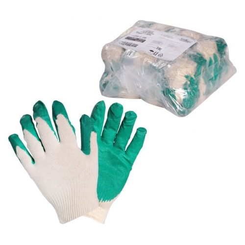 Купить Перчатки ХБ с латексным покрытием ладони, зеленые (1 пара) (AWG-C-06) в интернет-магазине Ravta – самая низкая цена