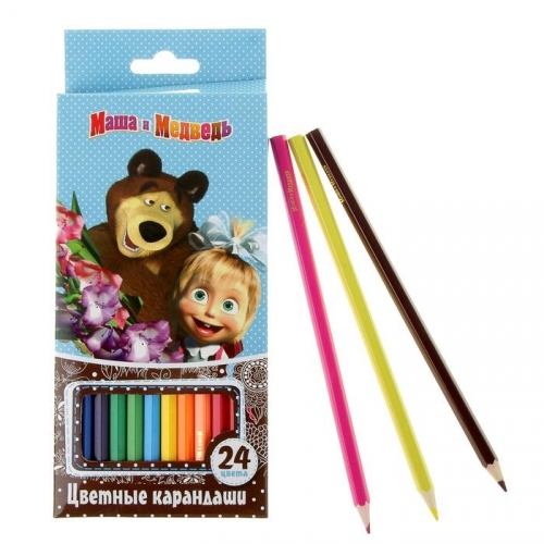 Купить Маша и Медведь. Цветные карандаши 24 цвета арт.22287 шестигранные в интернет-магазине Ravta – самая низкая цена