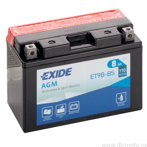 Купить Мото аккумулятор EXIDE ET9B-BS 8Ah 110A в интернет-магазине Ravta – самая низкая цена