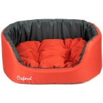 Лежанка «Oxford», №1 с подушкой, двухсторонняя, овальная, 43*30*16см красный/серый  758211