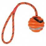 Игрушка TRIXIE Игрушка "Мяч на веревке" 6 см 30см, резина, оранжевый/черный.