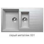 Кварцевая мойка для кухни Толеро R-118 (серый металлик, цвет №001)  двойные