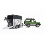 Bruder 02592 "Внедорожник Land Rover Defender" с прицепом-коневозкой и лошадью (фикс. цена)