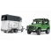 Bruder 02592 "Внедорожник Land Rover Defender" с прицепом-коневозкой и лошадью (фикс. цена)