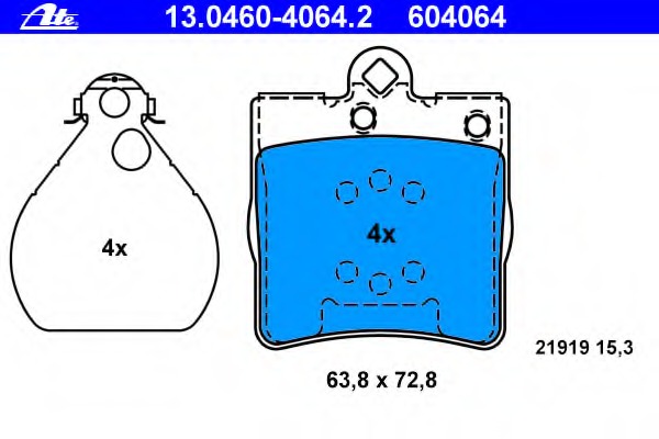 13.0460-4064.2 ATE Комплект тормозных колодок, дисковый тормоз