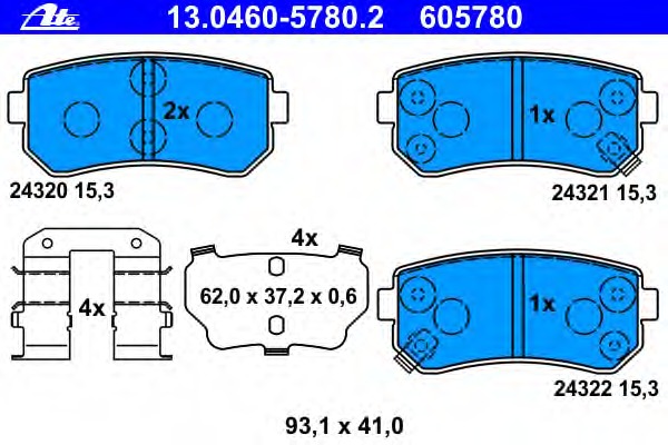 13.0460-5780.2 ATE Комплект тормозных колодок, дисковый тормоз
