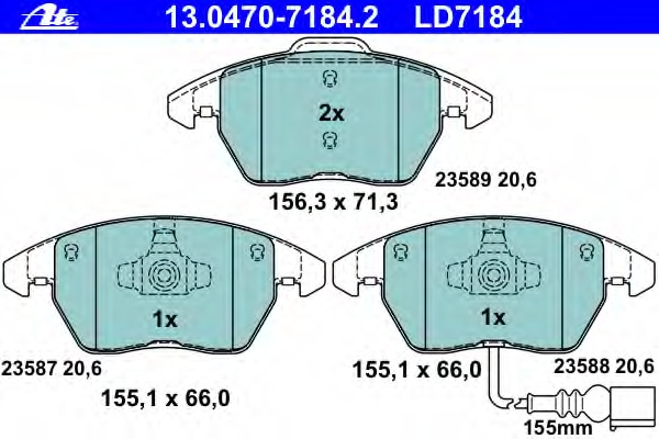 Купить 13.0470-7184.2 ATE Комплект тормозных колодок, дисковый тормоз в интернет-магазине Ravta – самая низкая цена