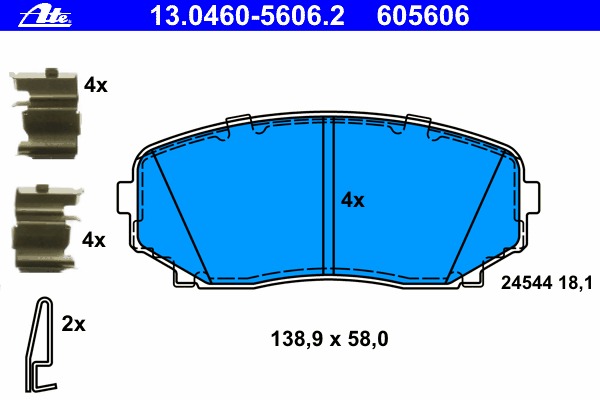 Купить 13.0460-5606.2 ATE Комплект тормозных колодок, дисковый тормоз в интернет-магазине Ravta – самая низкая цена