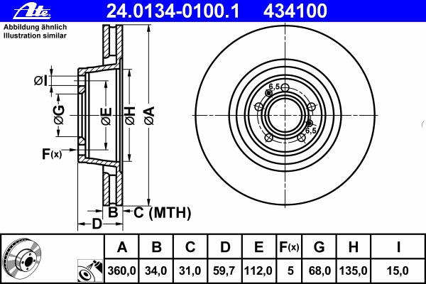 24.0134-0100.1 ATE Тормозной диск
