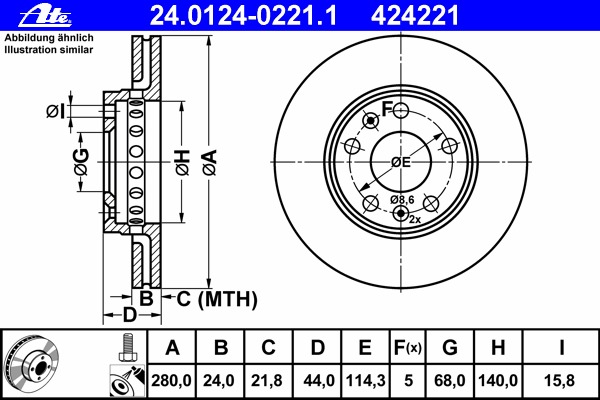 24.0124-0221.1 ATE Тормозной диск
