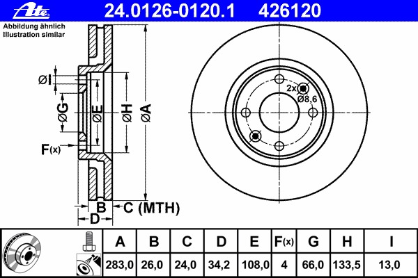 24.0126-0120.1 ATE Тормозной диск