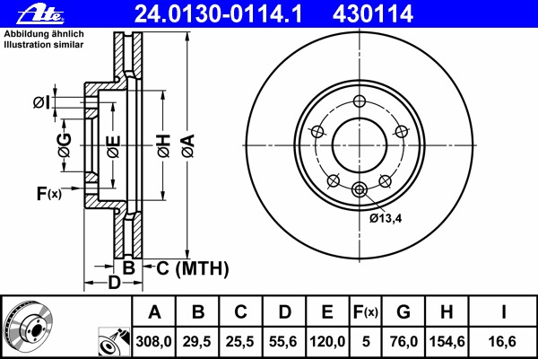 24.0130-0114.1 ATE Тормозной диск