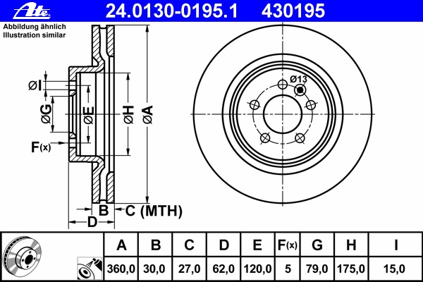 24.0130-0195.1 ATE Тормозной диск