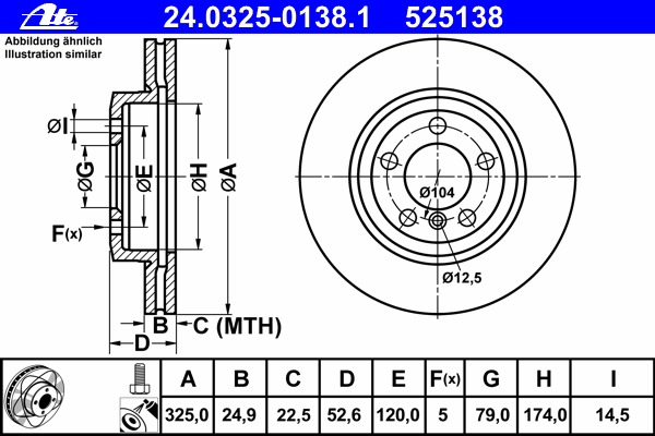 24.0325-0138.1 ATE Тормозной диск