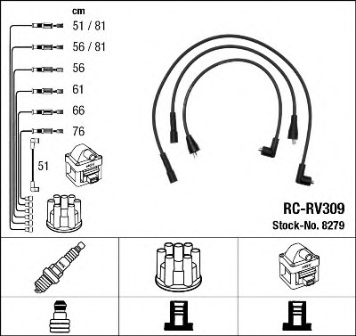 Купить 8279 NGK Комплект проводов зажигания в интернет-магазине Ravta – самая низкая цена
