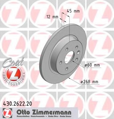 Купить 430.2622.20 ZIMMERMANN Тормозной диск в интернет-магазине Ravta – самая низкая цена