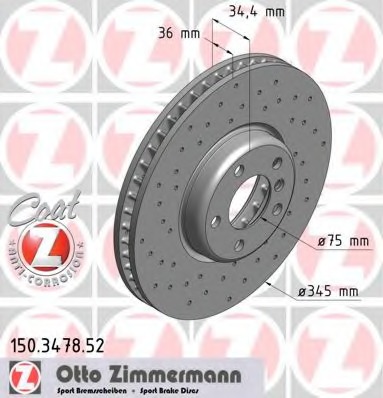 Купить 150.3478.52 ZIMMERMANN Тормозной диск в интернет-магазине Ravta – самая низкая цена