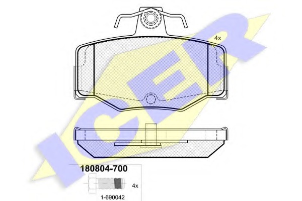 180804-700 ICER Комплект тормозных колодок, дисковый тормоз