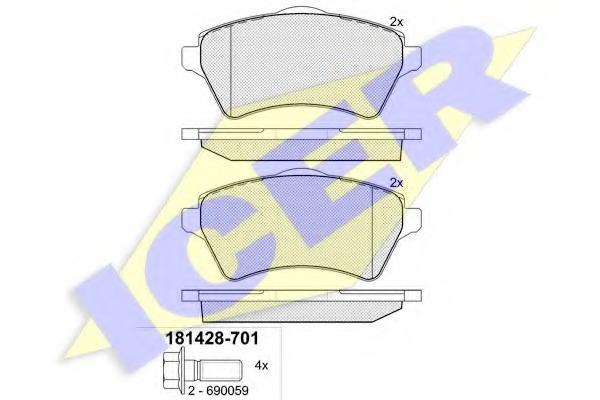 181428-701 Комплект тормозных колодок, дисковый тормоз