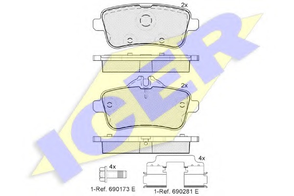 182072-066 ICER Комплект тормозных колодок, дисковый тормоз