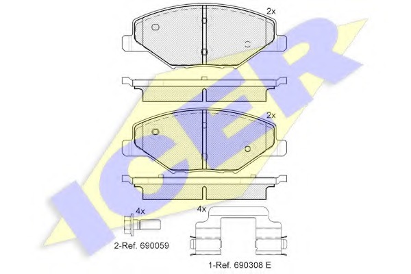 182110 ICER Комплект тормозных колодок, дисковый тормоз