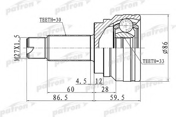 Купить pcv3006 PATRON Шарнирный комплект, приводной вал в интернет-магазине Ravta – самая низкая цена