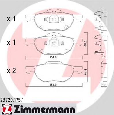 23720.175.1 ZIMMERMANN Комплект тормозных колодок, дисковый тормоз