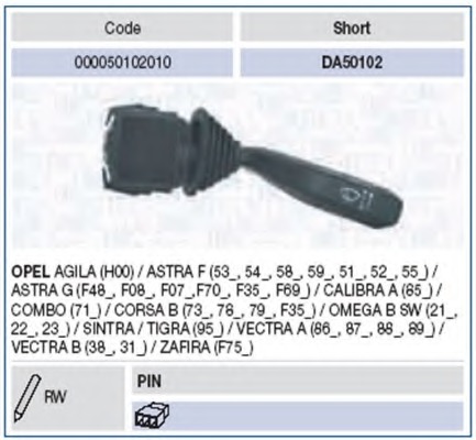 Купить 000050102010 MAGNETI MARELLI Выключатель на колонке рулевого управления в интернет-магазине Ravta – самая низкая цена