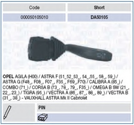Купить 000050105010 MAGNETI MARELLI Выключатель на колонке рулевого управления в интернет-магазине Ravta – самая низкая цена