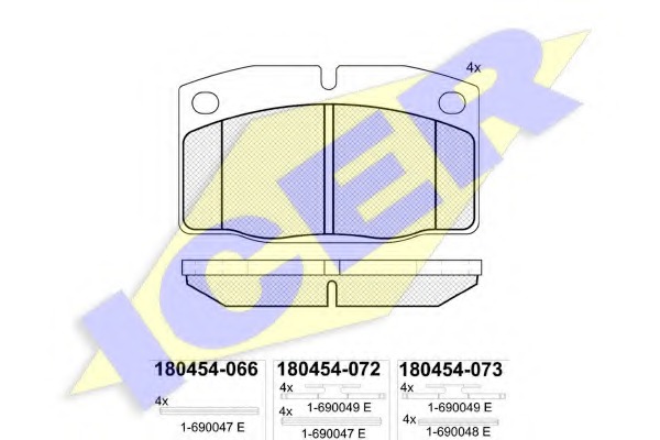 180454 ICER Комплект тормозных колодок, дисковый тормоз