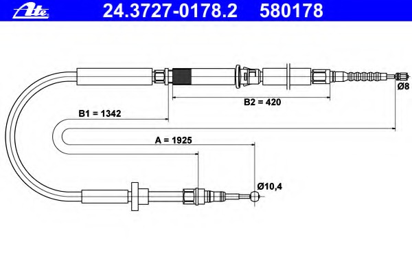 Купить 24.3727-0178.2 ATE Трос, стояночная тормозная система в интернет-магазине Ravta – самая низкая цена
