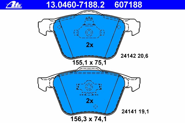 Купить 13.0460-7188.2 ATE Комплект тормозных колодок, дисковый тормоз в интернет-магазине Ravta – самая низкая цена