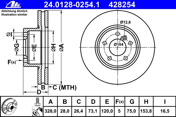 24.0128-0254.1 ATE Тормозной диск
