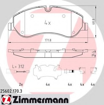 Купить 25602.170.3 ZIMMERMANN Комплект тормозных колодок, дисковый тормоз в интернет-магазине Ravta – самая низкая цена