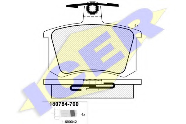 180784-700 ICER Комплект тормозных колодок, дисковый тормоз