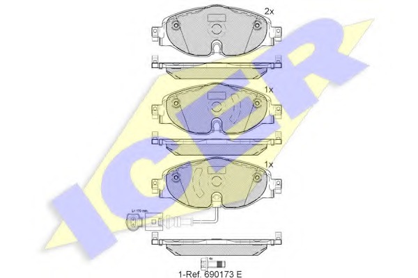 182111 ICER Комплект тормозных колодок, дисковый тормоз