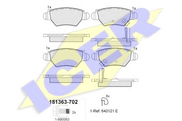 Купить 181363-702 ICER Комплект тормозных колодок, дисковый тормоз в интернет-магазине Ravta – самая низкая цена
