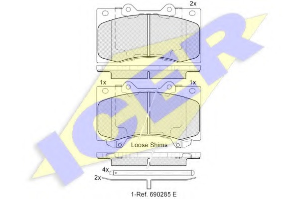 182051 ICER Комплект тормозных колодок, дисковый тормоз