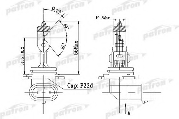 plhb4-12/51 PATRON Лампа накаливания, фара дальнего света; Лампа накаливания, основная фара; Лампа накаливания, противотуманная фара; Лампа накаливани