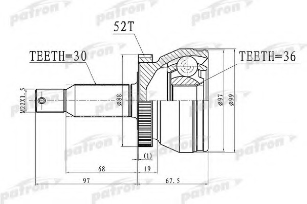 Купить pcv3072 PATRON Шарнирный комплект, приводной вал в интернет-магазине Ravta – самая низкая цена