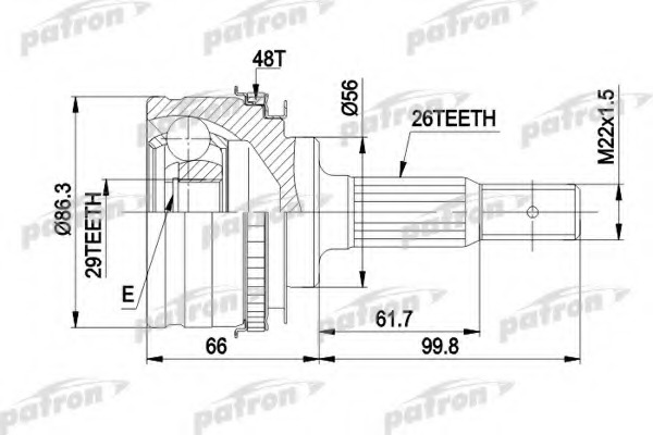 Купить pcv9012 PATRON Шарнирный комплект, приводной вал в интернет-магазине Ravta – самая низкая цена