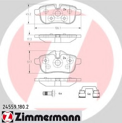 24559.180.2 ZIMMERMANN Комплект тормозных колодок, дисковый тормоз