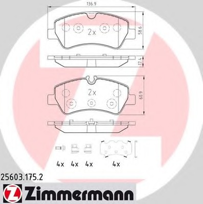 25603.175.2 ZIMMERMANN Комплект тормозных колодок, дисковый тормоз