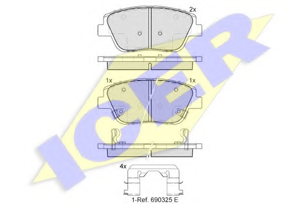 182136 ICER Комплект тормозных колодок, дисковый тормоз