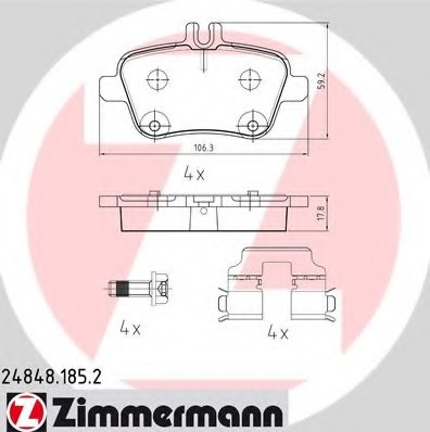 24848.185.2 ZIMMERMANN Комплект тормозных колодок, дисковый тормоз